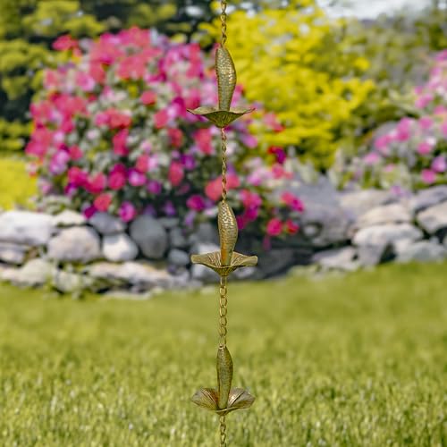 Zaer Ltd. Ornate Hanging Rain Chains (Copper Finish, Mushrooms)