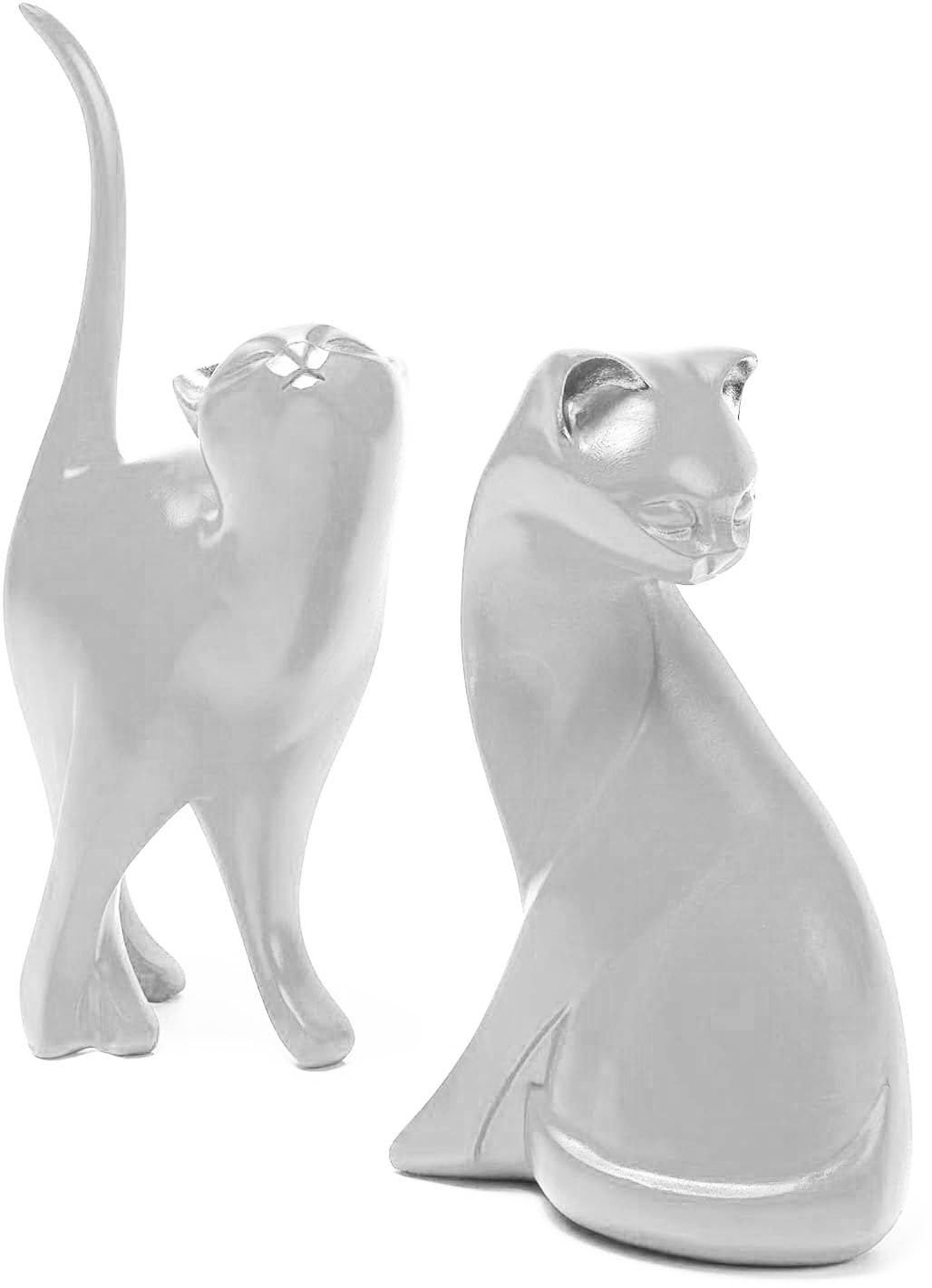 Moderne Statue Decoration Interieur, Animal Compagnie Ornements Sculpture Abstraite, Chaton Sculptures Décoratives, Moderne Accessoires Décoration Statuette Resine, Cadeaux Amoureux Chats (argent)