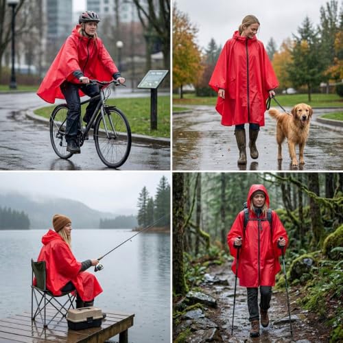 Image of Rain Poncho Jacket Coat Hooded Zipper Style for Women /Men /Adult with Pocket