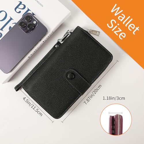 Image of Wristlet Wallets for Women RFID Blocking, Large Capacity Long Wallet Women Leather Credit Card Holder