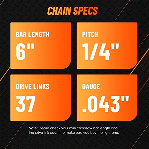 Mini Chiansaw 6 Inch Replacement Chain -Seesii 3 Pack 6 Inch Saw Chains For Cordless Electric Mini Chainsaw,Chian Saw Chains For Portable Battery Powered Handheld Small Chainsaw,37 Drive Links #TOP1