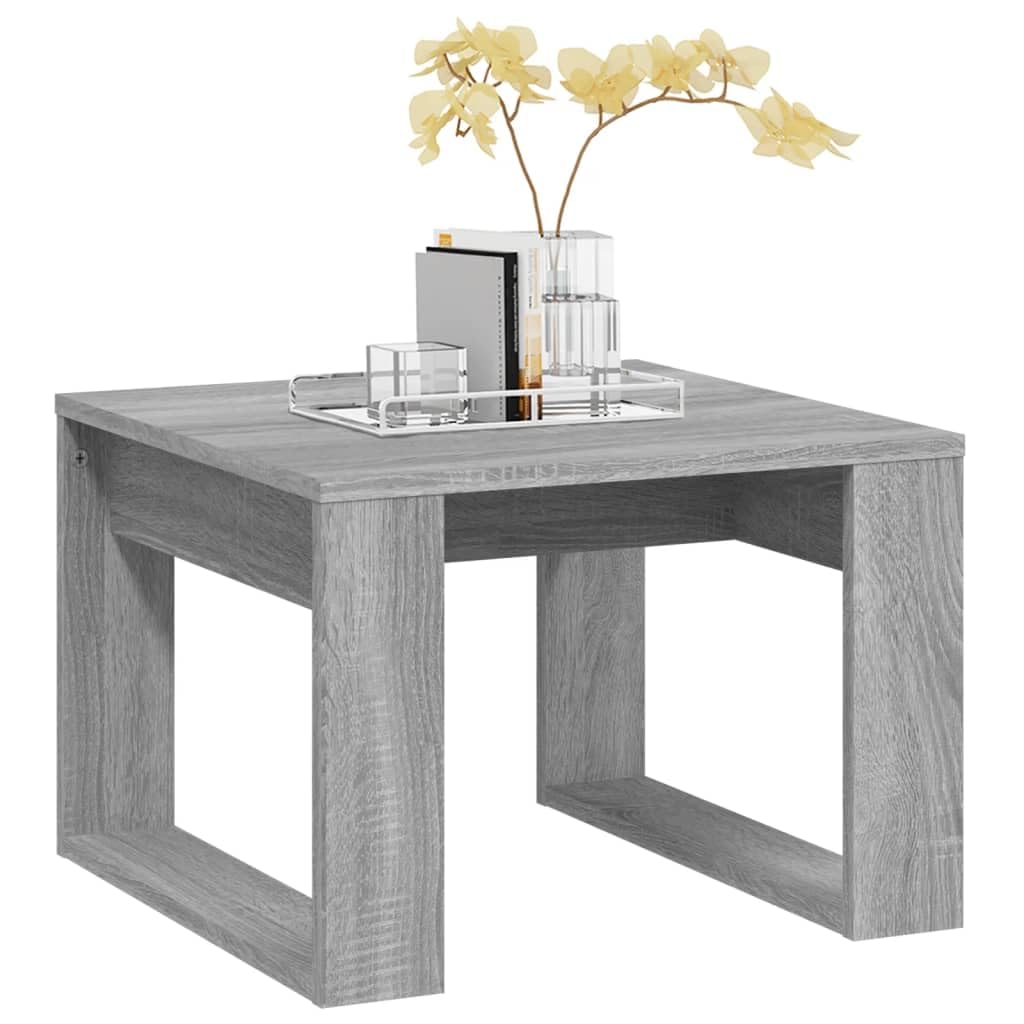 Beistelltisch Grau Sonoma Holzwerkstoff 50x50x35 cm kompakter Couchtisch mit Ablagefach moderner Wohnzimmertisch für Wohnzimmer, Loungebereich und Flexible Nutzung