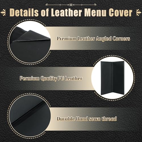 restaurant menu covers holders 42534 x 1134  pack of 10 synthetic leather double fold panels 2 view angled corners black for wine list drinks 10 double fold panels 2 view 425 x 11 inch