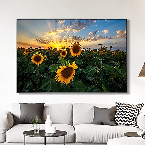 Toile coucher de soleil et tournesol pour apporter poésie et sérénité dans votre salon