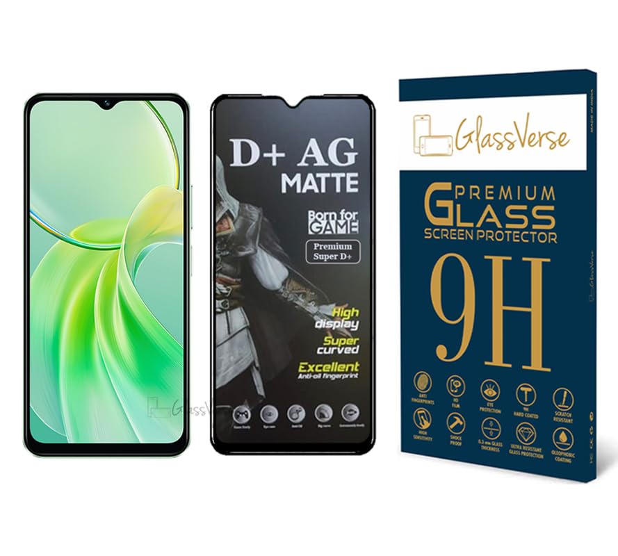 Image of GlassVerse Matte Tempered Glass for Vivo Y28e 5G | Anti Glare, Smooth Touch Screen Protector, 9H Hardness, Edge to Edge, Case Friendly, Hassle-less Installation Kit Included. (Pack of 1)