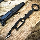 GOTZCHIX Tactical Fixed Blade Knives with Sheath - Camping Knife EDC Tools Multitool Work Knife with Bottle Opener and Hex Wrench, Perfect for Outdoor, Hiking, Hunting, Survival (Black)