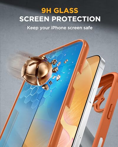 Image of Miracase for iPhone 17 Case 6.3'', Full-Body Military Grade Drop Protection Outdoor Phone case with Built-in Glass Screen &Camera Control,Easy Installation,No Gap,Compatible with MagSafe, Orange
