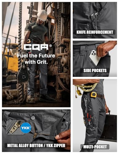 Image of CQR Men's Quick Dry Work Pants, Water Resistant Outdoor Tactical Pants, Lightweight Stretch Cargo Hiking Pants