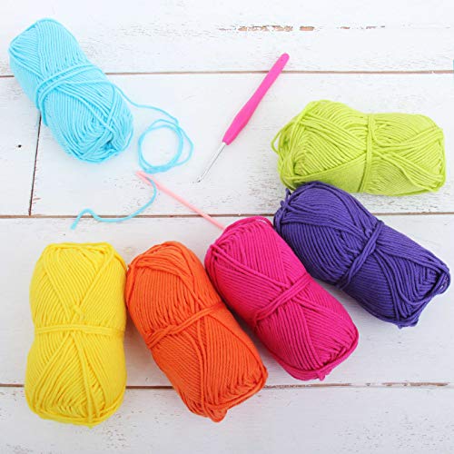 Image of ThreadArt Cotton Crochet Yarn Set #4, 6 Pack 50g 85yd, Confetti Colors