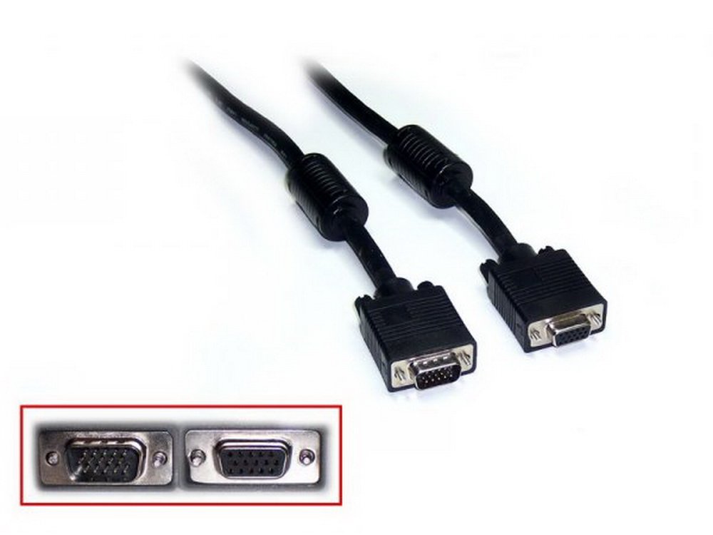 Goobay Negro 50487 - Cable Alargador Para Monitor Full Hd Svga (5 M), Color Dorado Y