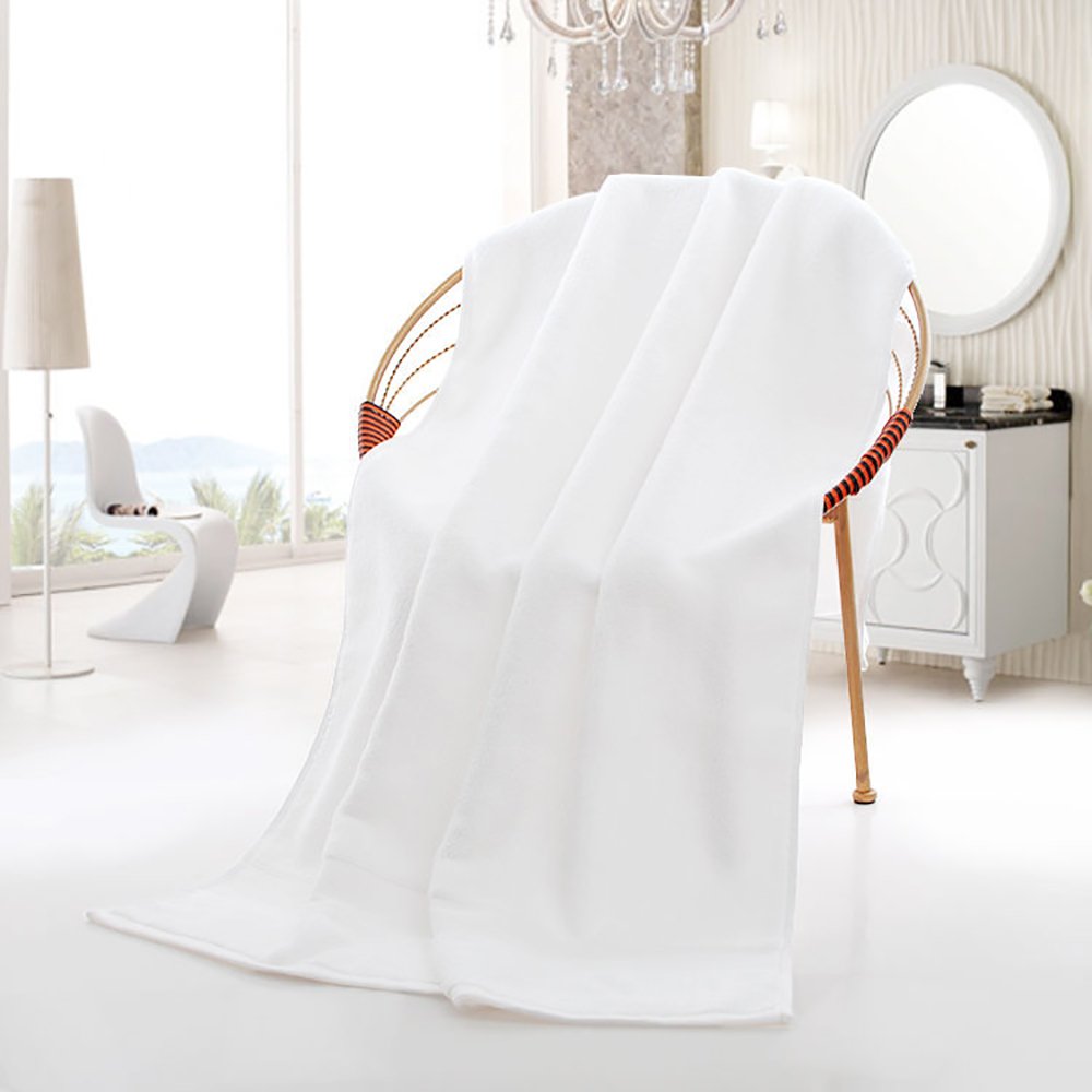 MAGILONA Home Thicker Cotton Luxury Soft Strong-Absorbent Bath Towels Bathroom Towels Beach Towels 650 GSM (White)