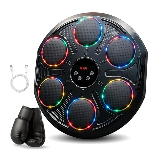 Burwayo Smart Music Boxing Machine for Adults | Wall-Mounted Bluetooth Punching Pad with Lights, 12...