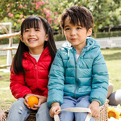 Jaqueta de plumas de 1 a 7 anos para crianças, meninas e meninos, Vermelho, 140