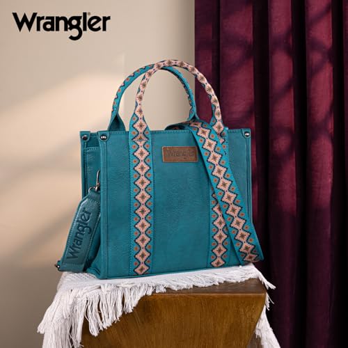 Image of Wrangler Tote Bag for Women, Western Purse with Zipper, Top Handle Satchel Handbag with Adjustable Crossbody Strap