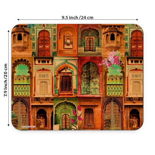 Image of Rajasthani Royal Doors Graphic Mouse Pad, Non-Slip Rubber Base Mousepad for Laptop, Computer & PC, 9x7.5 in - Enhanced Precision, Ergonomic Comfort, Ideal for Gaming & Office (Multicolor)