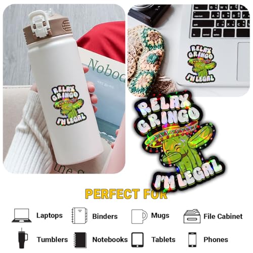 Image of 3 Pcs Relax Gringo Im Legal Sticker, Relax Gringo Im Legal Sticker for Car, Relax Gringo Calcomanias De Mexico Funny Immigrant Calcomanias Mexico Mexican Cactus Stickers for Truck Car Helmet (G1 HO)