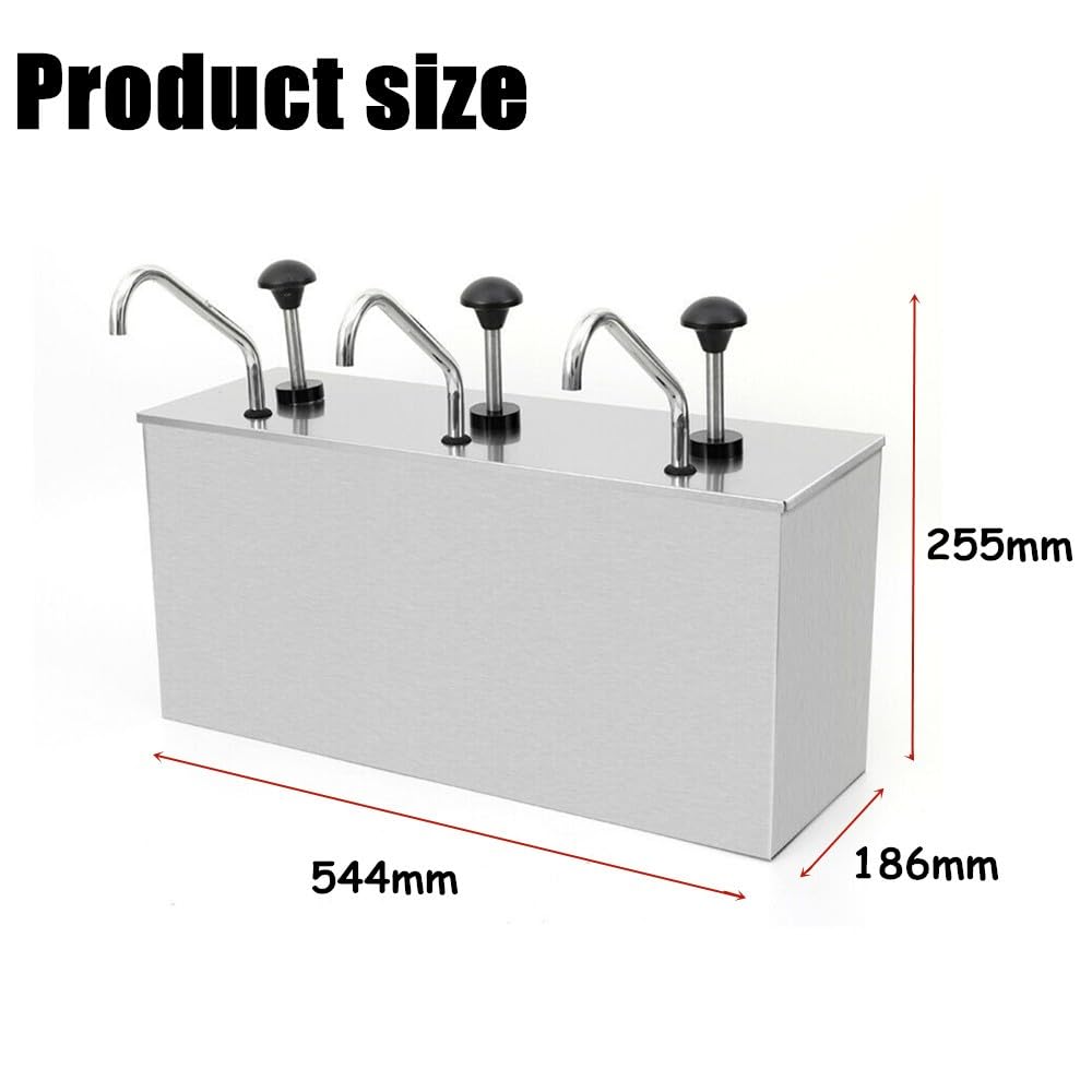 3×4L Saucenspender aus Edelstahl, Pump SoßEnspender Dispenser Senfspender Pumpspender Dosierspender Soßenpumpenspender für Sojasoße Essig Ketchup