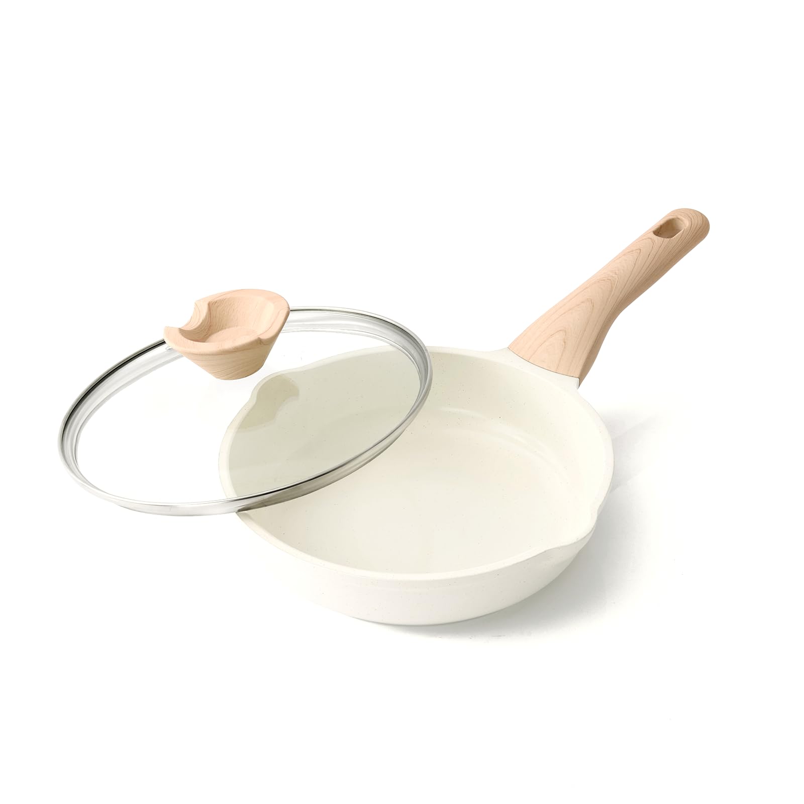 Kordisen Ceramic Nonstick Frying Pan with Lid, 20 cm Induction Ceramic Pan, Healthy and Non-Toxic, PFOA & PFAS Free