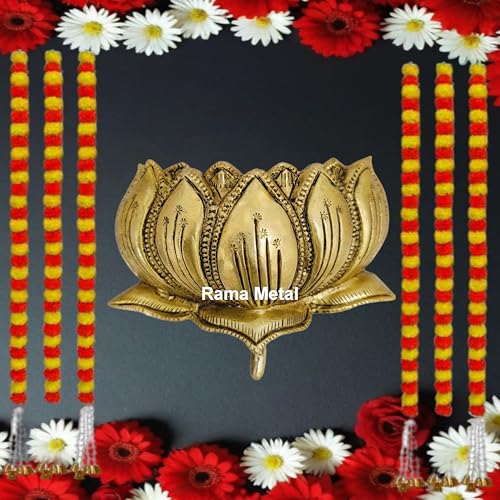 Image of RAMA METAL Brass Lotus Wall Hanging Decor | lotus wall decoration | Housewarming Gift | decor items