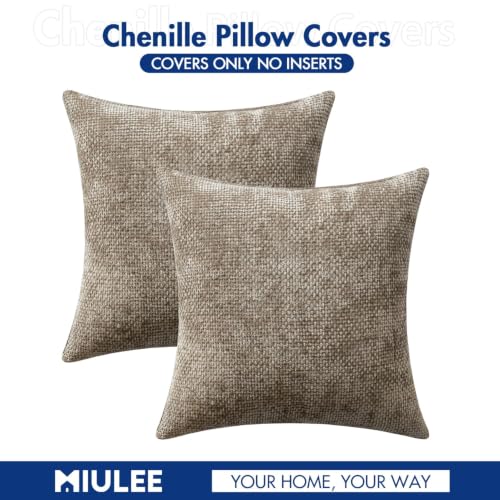 Image of MIULEE Decorative Neutral Khaki Euro Sham Pillow Covers 26x26 Inch 2 Pack