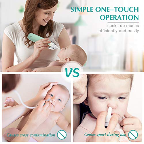 Baby Nasal Aspirator, Electric Nose Sucker for Baby Snot Sucker, Nose Suction for Infants, Booger Sucker Nose Cleaner for Toddler Kids with 2 Tips and 3 Suctions