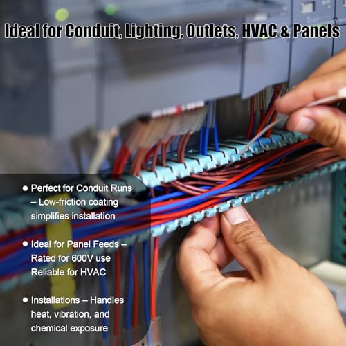 Image of THHN Wire 100 FT, Single Bare Copper Conductor, 10AWG Red Electrical Wire, Solid Building Wire 600V Nylon Sheath Cable for Indoor /Outdoor Applications