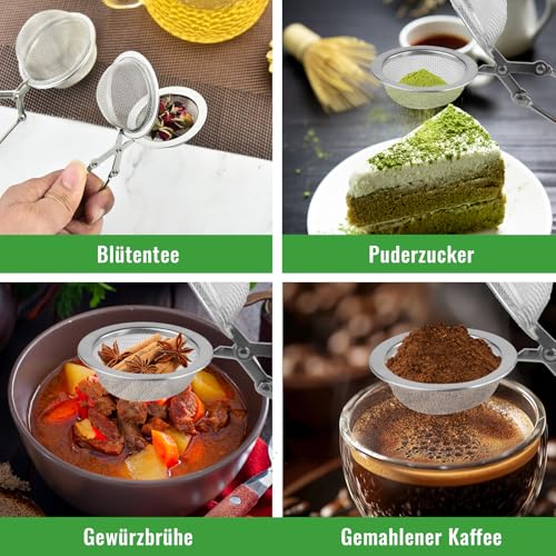 2 Tee-Eier, Teeei für Losen Tee, Tea Strainer, Edelstahl-Mehlsieb-Staubwedel, Teezange - Größe 4.5 cm Durchmesser, Teesiebe, Tee Ei für Losen Tee, Hochwertige Teesiebe für Teeliebhaber