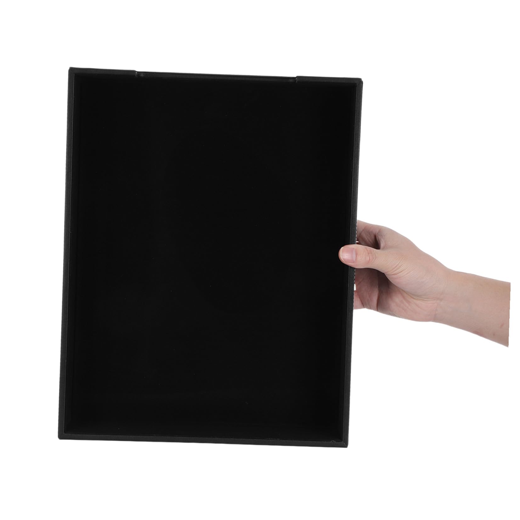 Vassoio Portaoggetti da Scrivania Nero in Pu, Organizzatore Portadocumenti Impilabile 36x28x6 Cm per Ufficio, Scaffale Portaoggetti Multifunzione per Posta, Riviste e Cosmetici