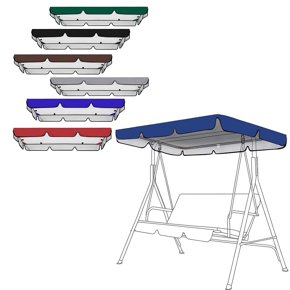 OPOLDBDMAC Patio Swing Canopy Replacement, 2/3 Seater Swing Seat Canopy Cover Heavy Duty Rip Proof Hammock Top Cover For Outdoor Patio Swings Top Waterproof Windproof(Blue,56x47.2in-142x120cm)