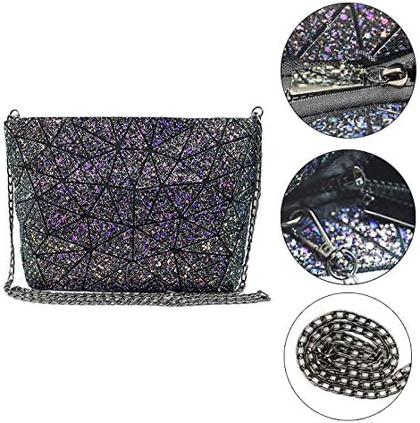 Goclothod Fashion Holographic Laser Shoulder Bag Geometric Envelope Clutch Chain Crossbody Purse - Image 2