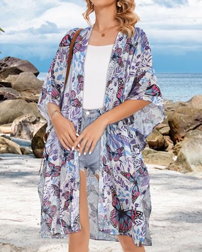Image of Women's Kimono Beach Cover up for Summer Bathing Suits Cardigans Casual Loose Swimwear 2026
