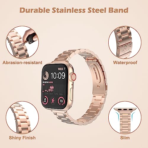 MoKo Slim Metal Band Compatible with Apple Watch Series 11/10 42mm, 9/8/7 41mm, SE3/SE2/SE/6/5/4 40mm, 3/2/1 38mm - Image 3