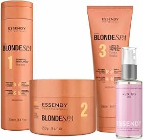 Essendy Kit Blonde SPA para Cabelos Loiros, Descoloridos e com Luzes, Shampoo pH Balance, Máscara de Reposição Proteica, Leave-in e Nutritive Oil, 5 itens, Rotina Completa para Hidratação, Brilho e Controle de Frizz