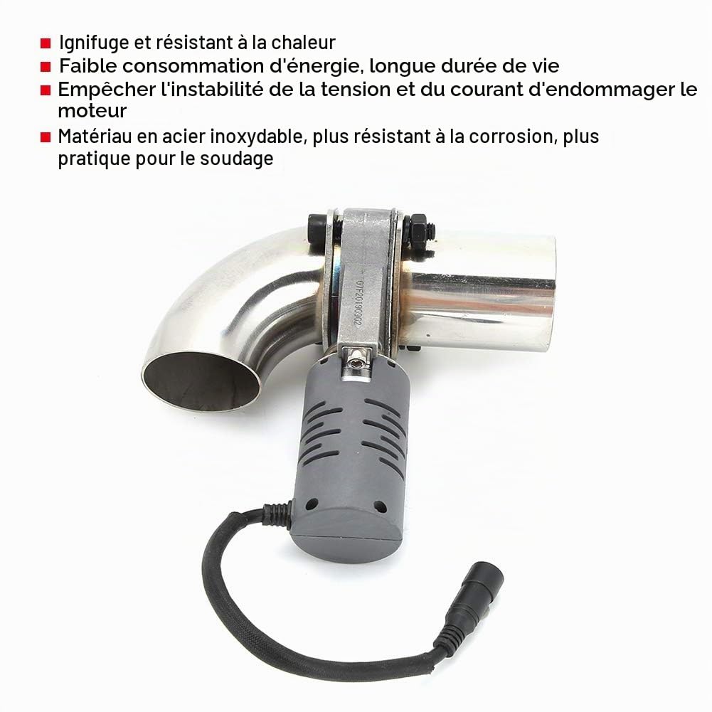 Qiilu Soupape d'échappement électrique en acier inoxydable 304, vanne d'échappement, gris, 50 mm, 2 ports, Compression, Soude, VALVE, Soupape, Accessoires pour véhicules, 5121117031