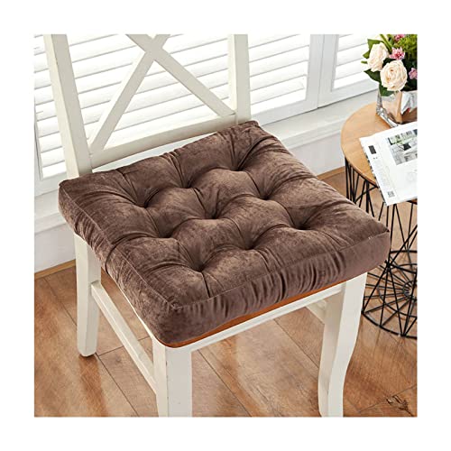 JLWM Sitzkissen Einfarbig Samt, Sitzauflage Verdicken Sanft Bequem Stuhlkissen Für Zuhause Essensstuhl Fußboden Tatami Erkerfenster-Braun-40x40cm Cover