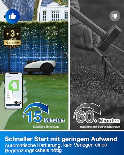 ECOVACS Goat O800 RTK M&auml;hroboter ohne Begrenzungskabel, 800m&sup2;, LiDAR-gest&uuml;tzte RTK+Vision Navigation, Rasenm&auml;her Roboter, Auto-Kartierung, passiert 0,7m Engstellen, pr&auml;zises Kantenm&auml;hen