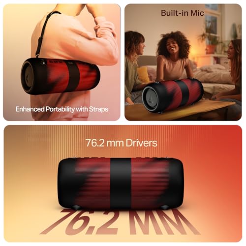 Image of Boat Stone 1200 Pro, 60W Boat Signature Sound, 76.2mm Drivers, TWS,7.5H Battery, Built-in Mic, Carry Strap,IPX6, Bluetooth Speaker, Wireless Speaker, Portable Speaker (Twilight Black)