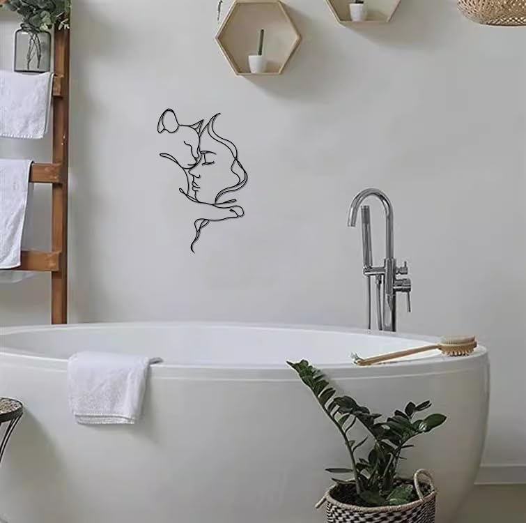 Décoration murale en métal chat noir Huspox pour salon moderne - 6