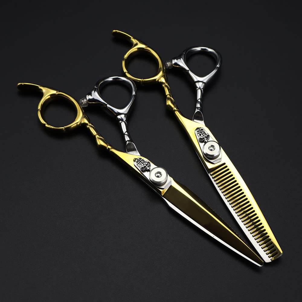 Haarschneideschere, 6 Zoll, Professionelle 440C-Stahlschere Mit Goldkrone, Haarschere Zum Schneiden Von Friseurhaaren, Effilierschere, Friseurschere,Satz-B