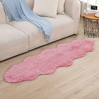 Vamcheer Faux Rabbit Fur Rug - Brown Faux Fur Fluffy Rug for Living Room Indoor Floor Area Rug for Playroom Bedroom 800GSM Cute Soft Rug for Children Kids Washable Carpet Non-Slip (Brown, 60x160cm)