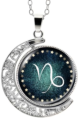 DEQIYIJI Birthday Gifts For Women Men Zodiac Sign Moon Pendant Necklace Jewelry Astrology 12...