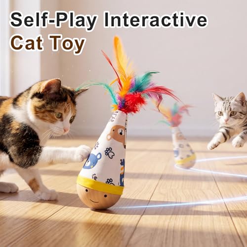 Jouet interactif autoportant pour chat avec plumes Walfront - 3