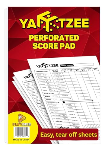 PlayDice Perforated Yahtzee Score Pads: 120 Easy Tear Off Score Sheets, Large Print, Compatible with Yardzee and Yahtzee Games
