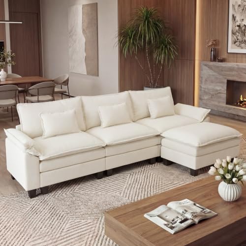 Image of URRED Oversized Modular Sectional Sofa，White：122 inch L Shaped
