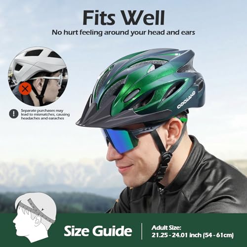 Image of Odoland Adult Bike Helmet with Cycling Sunglasses Set for Men & Women