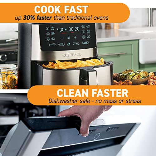 Gourmia Air Fryer Oven Digital Display 8 Quart Large AirFryer Cooker 12 Touch Cooking Presets, XL Air Fryer Basket 1700w Power Multifunction GAF838 Black and stainless steel air fryer - Image 7