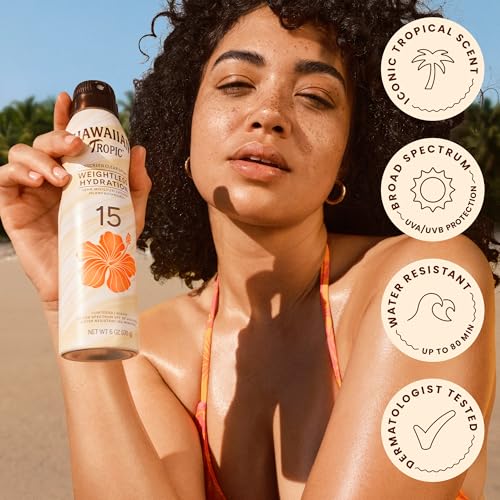 Hawaiian Tropic Weightless Hydration Clear Spray Sunscreen SPF 15, 6oz Twin Pack, Hawaiian Tropic Sunscreen SPF 15, Sunblock, Oxybenzone Free Sunscreen, Spray On Sunscreen Pack, 6 oz each - image 5