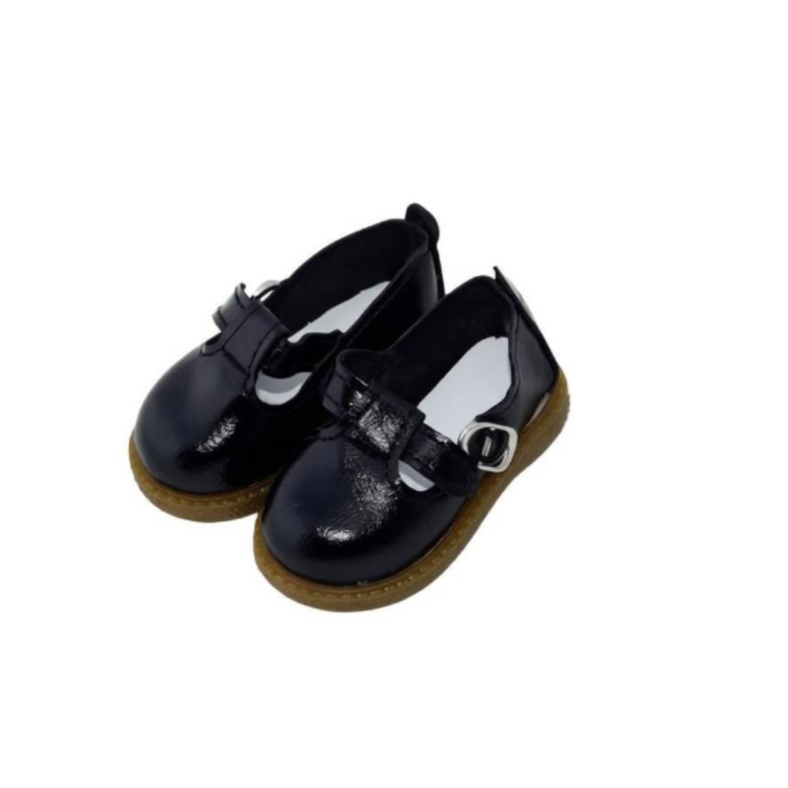 Low-Cut BJD Shoes Brown Sole Strap Buckle Doll Shoes Rounded Toe Black F Style-image-4