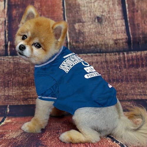 Image of NFL Indianapolis Colts Dog T-Shirt for Pets, Size X-Small. Officially Licensed Pet Shirt with Team Logo, Soft Stretchable Comfort Fit Apparel for Dogs & Cats
