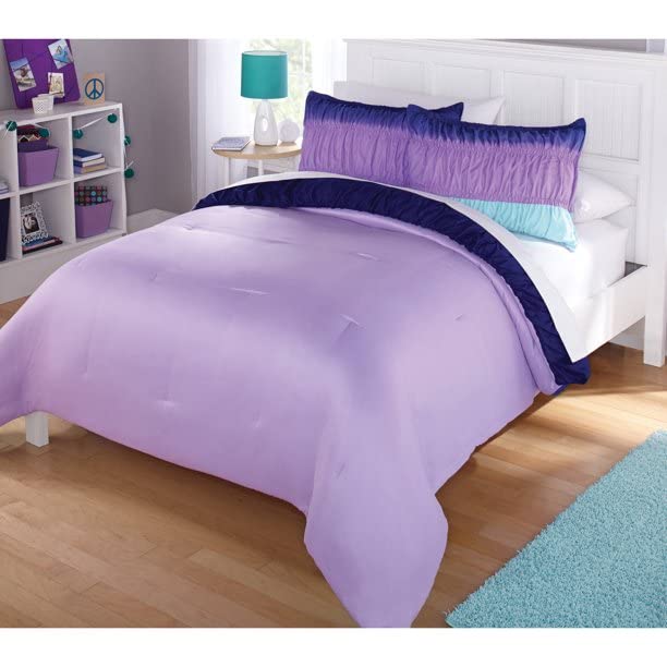 Image of Heritage Kids Ombre Ruched Comforter Set, Full /Queen, Purple